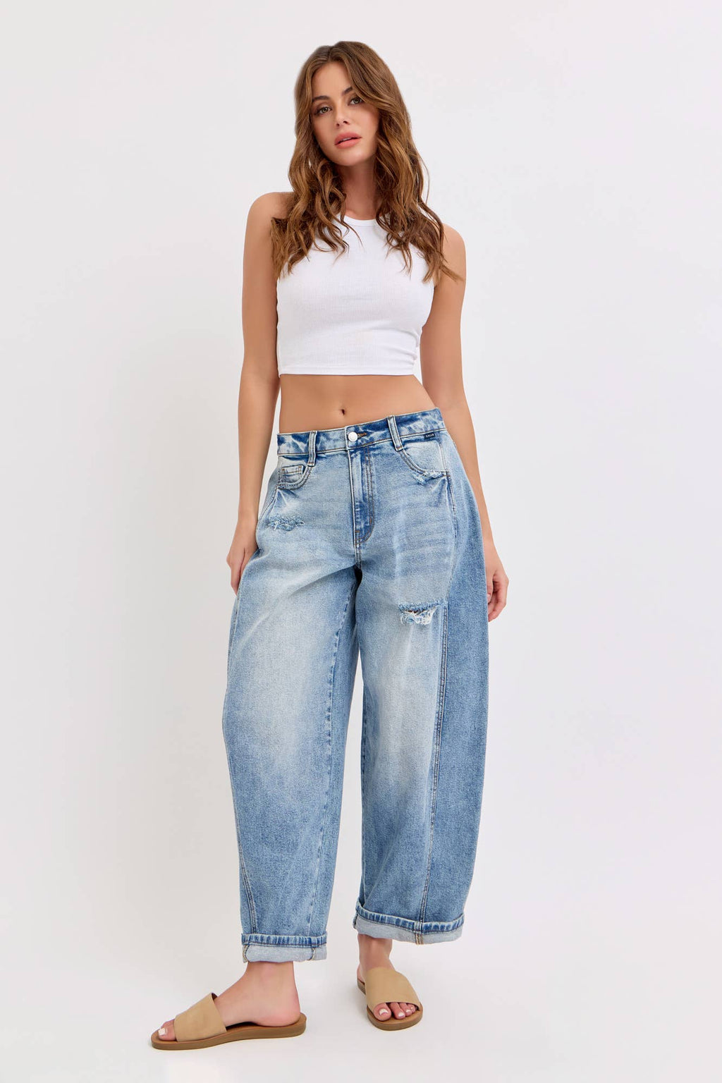 Dark Wash Barrel Jeans