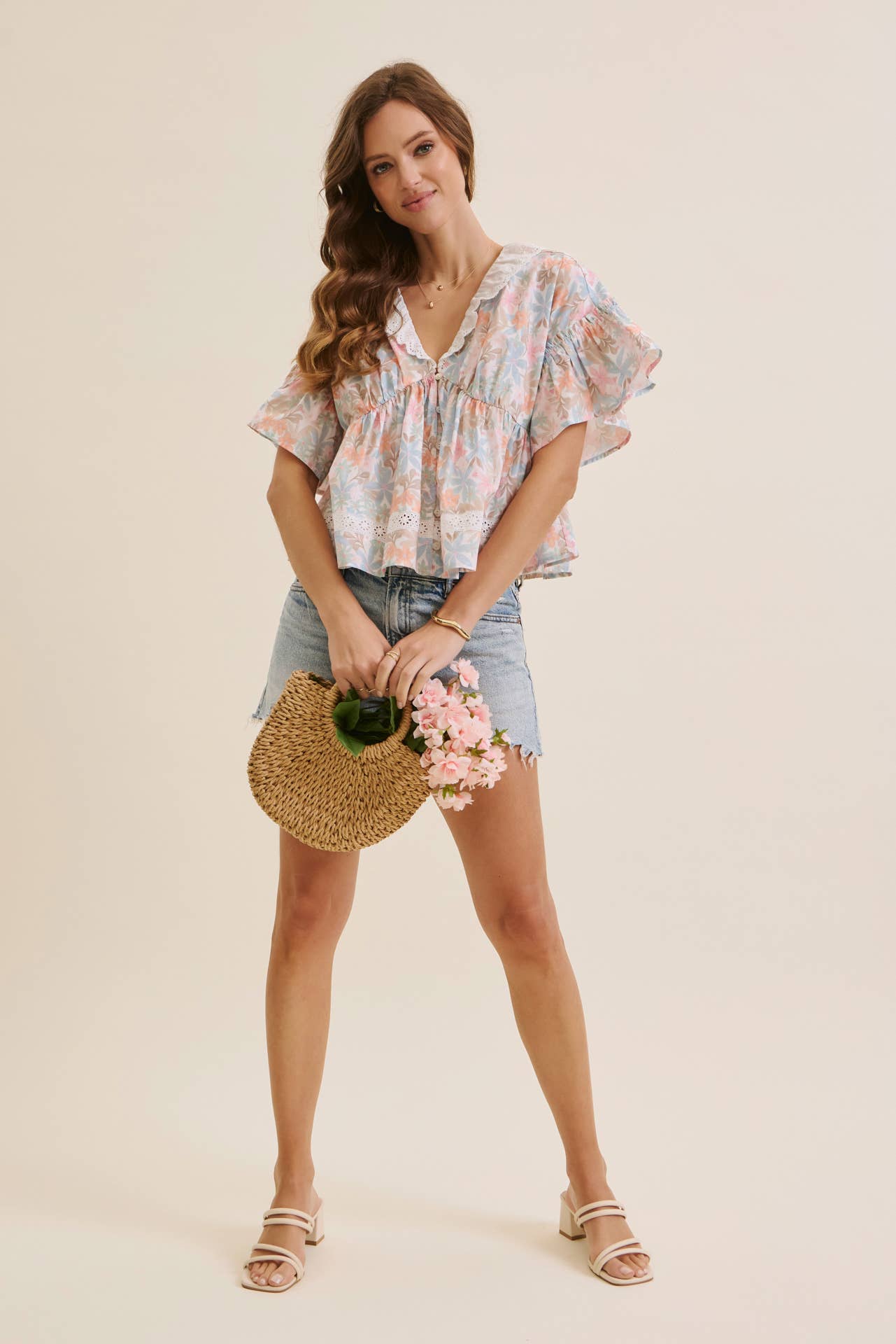 Pastel floral blouse