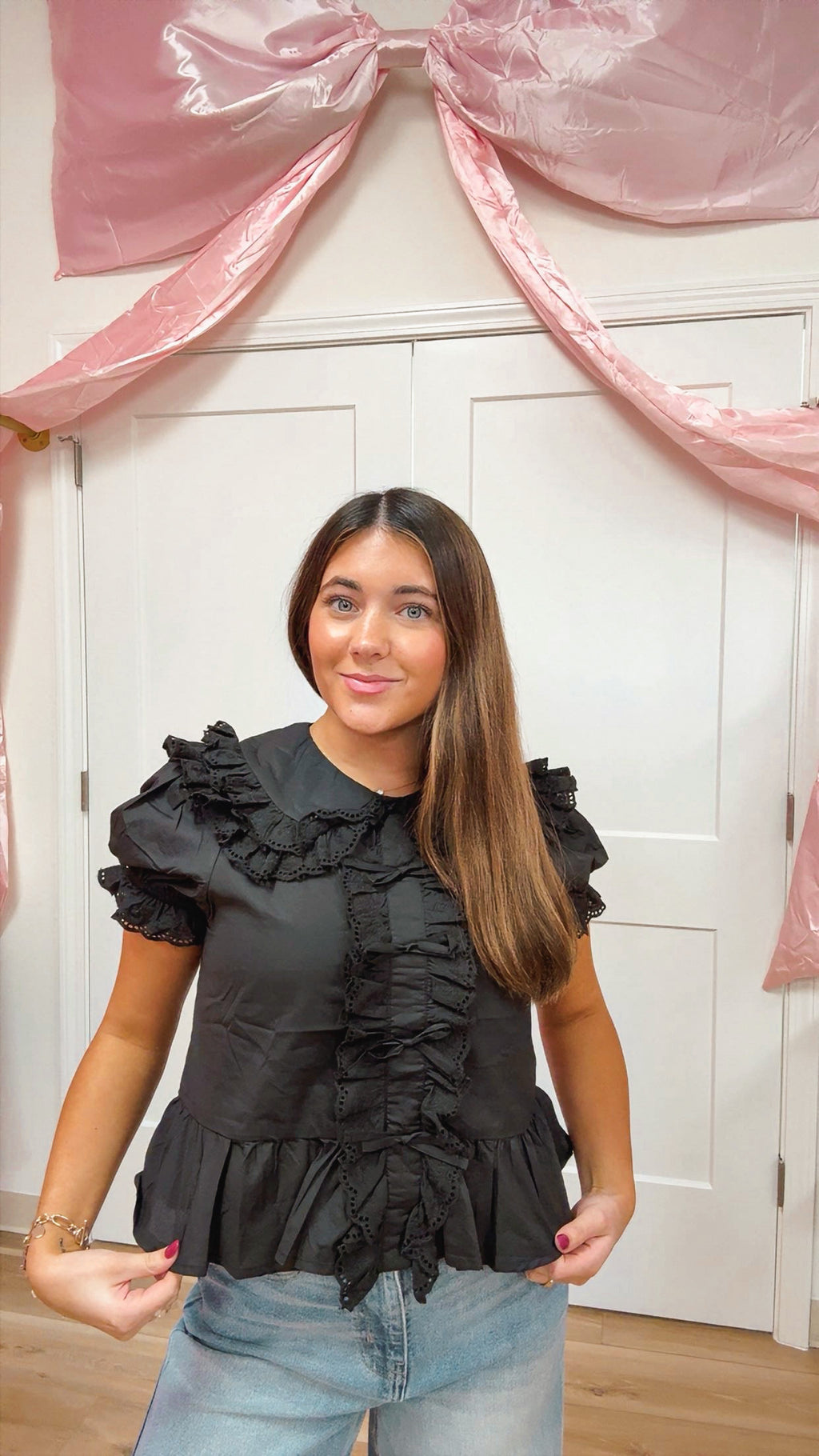 Black Ruffle Top