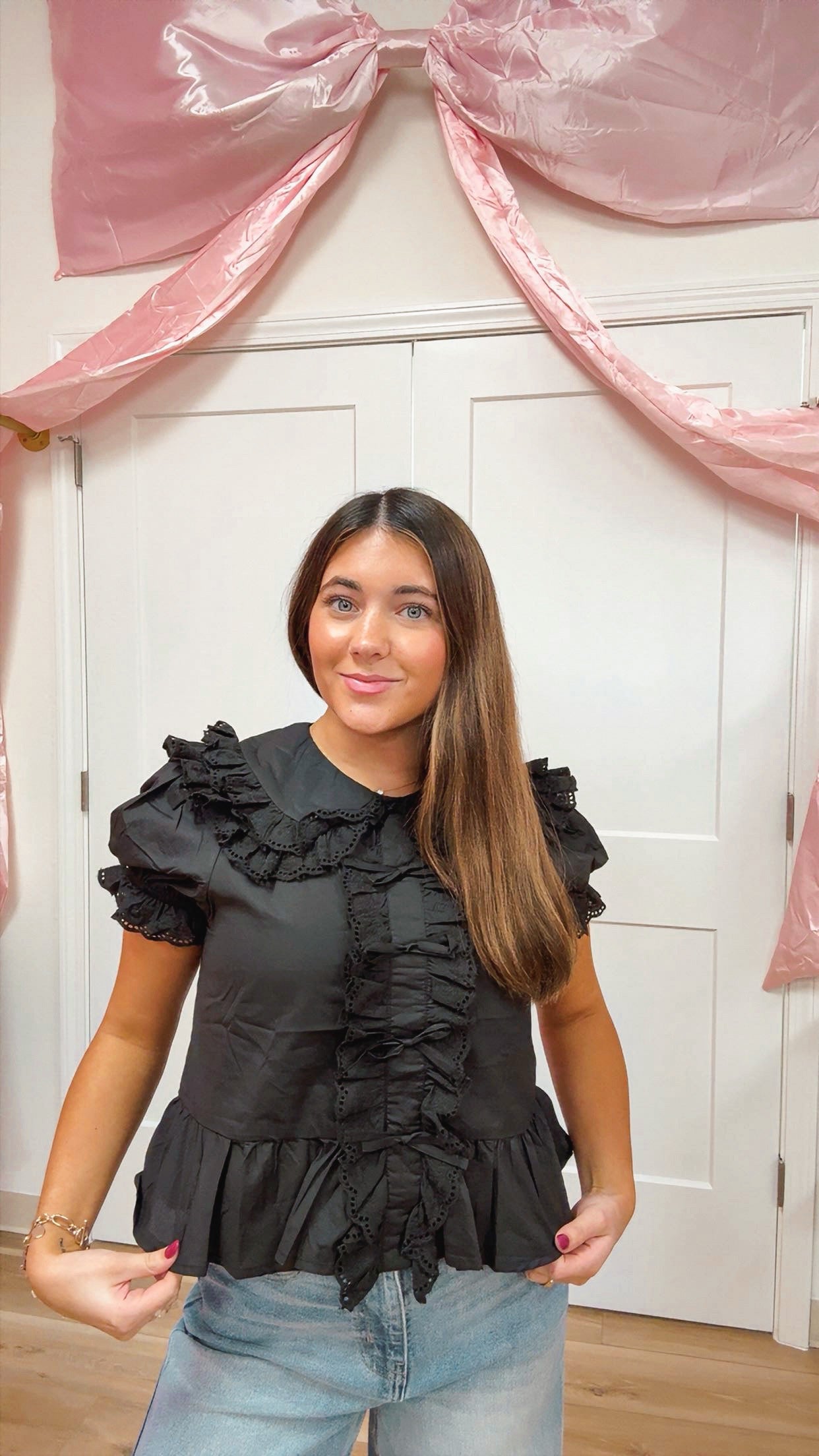 Black Ruffle Top