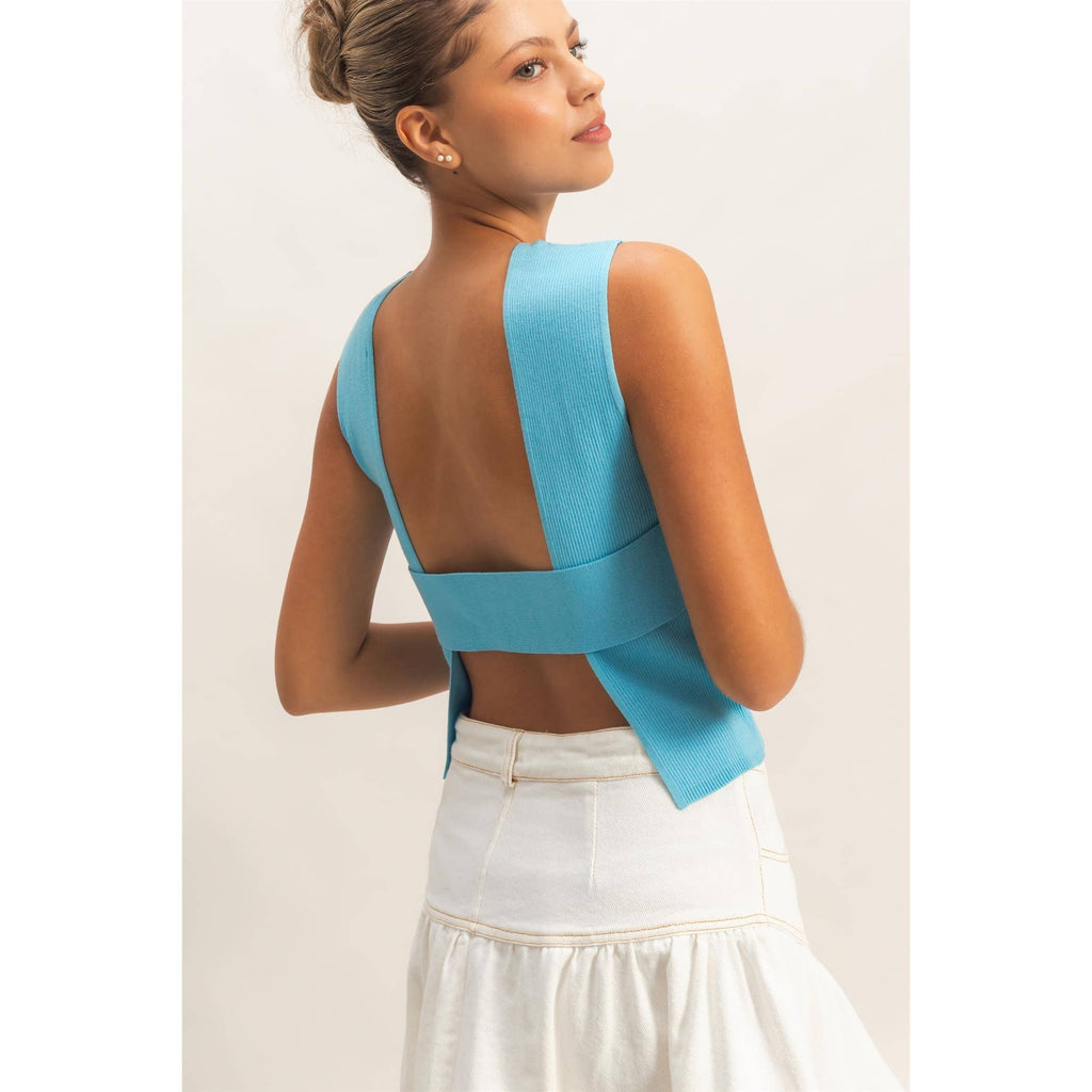 Ribbed Open Back Top