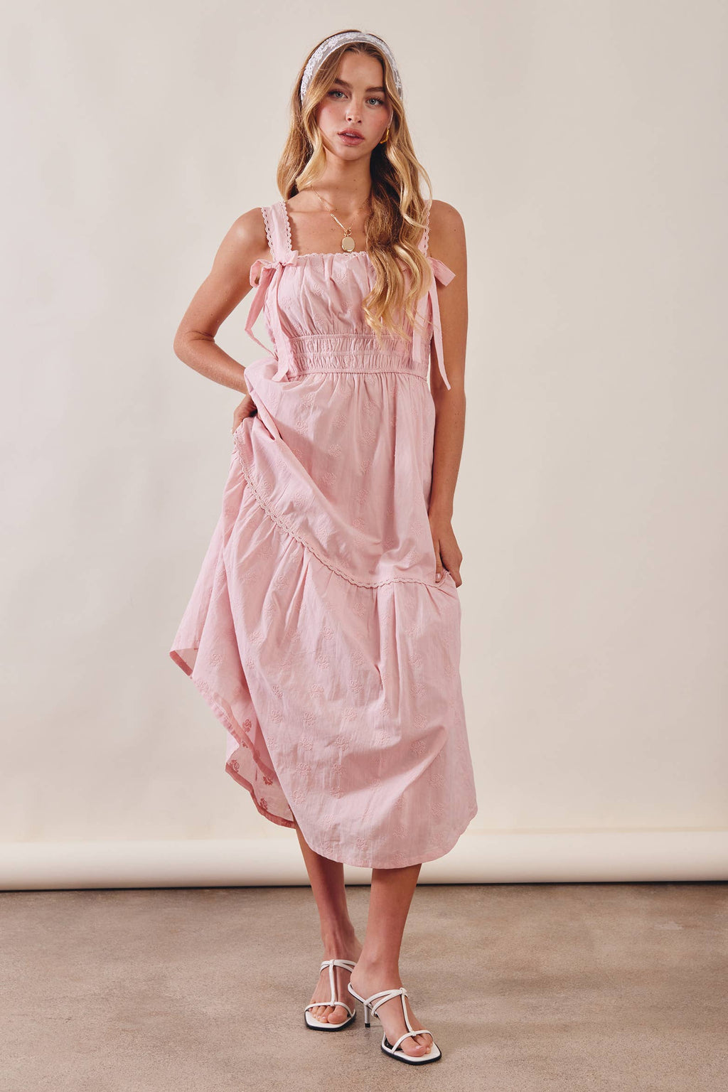 Embroidered bow dress