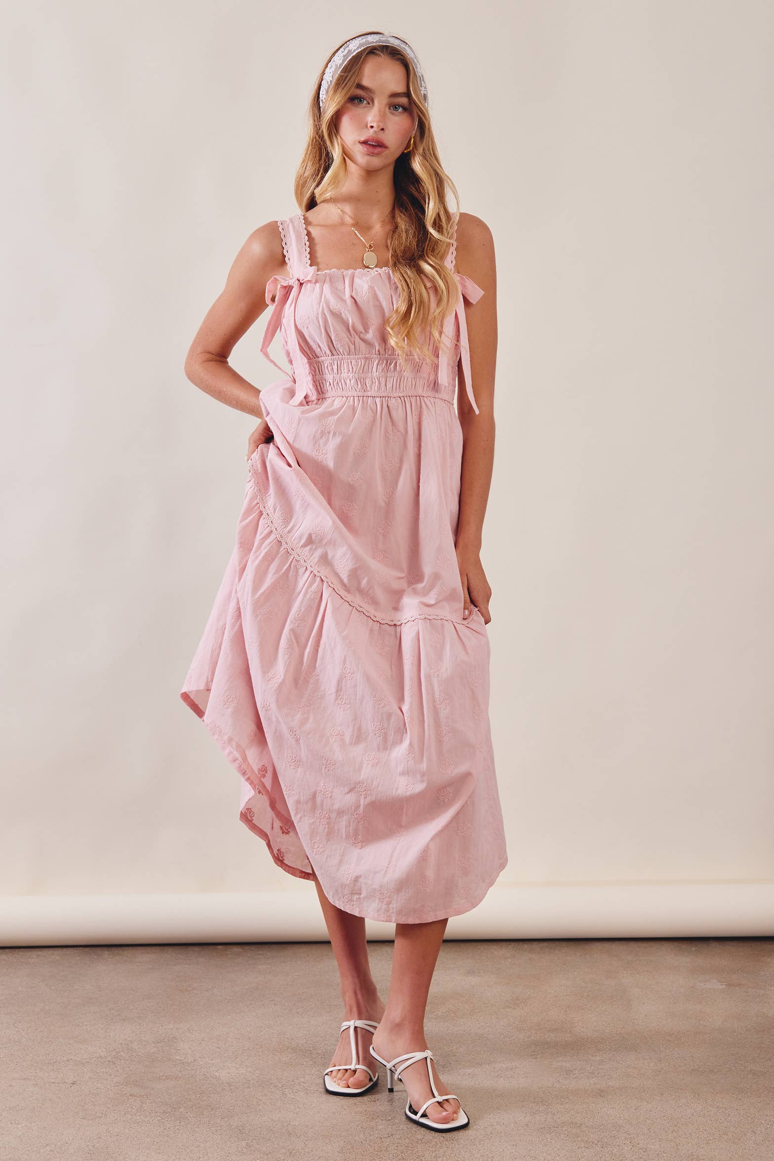 Embroidered bow dress