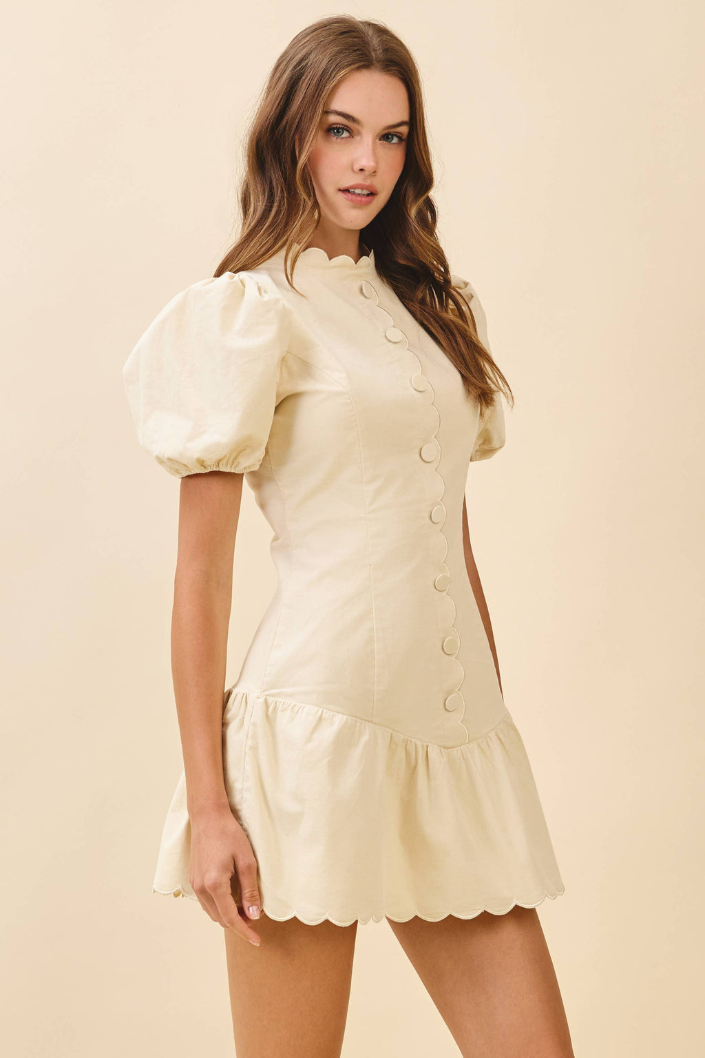 Cream Scalloped Dress
