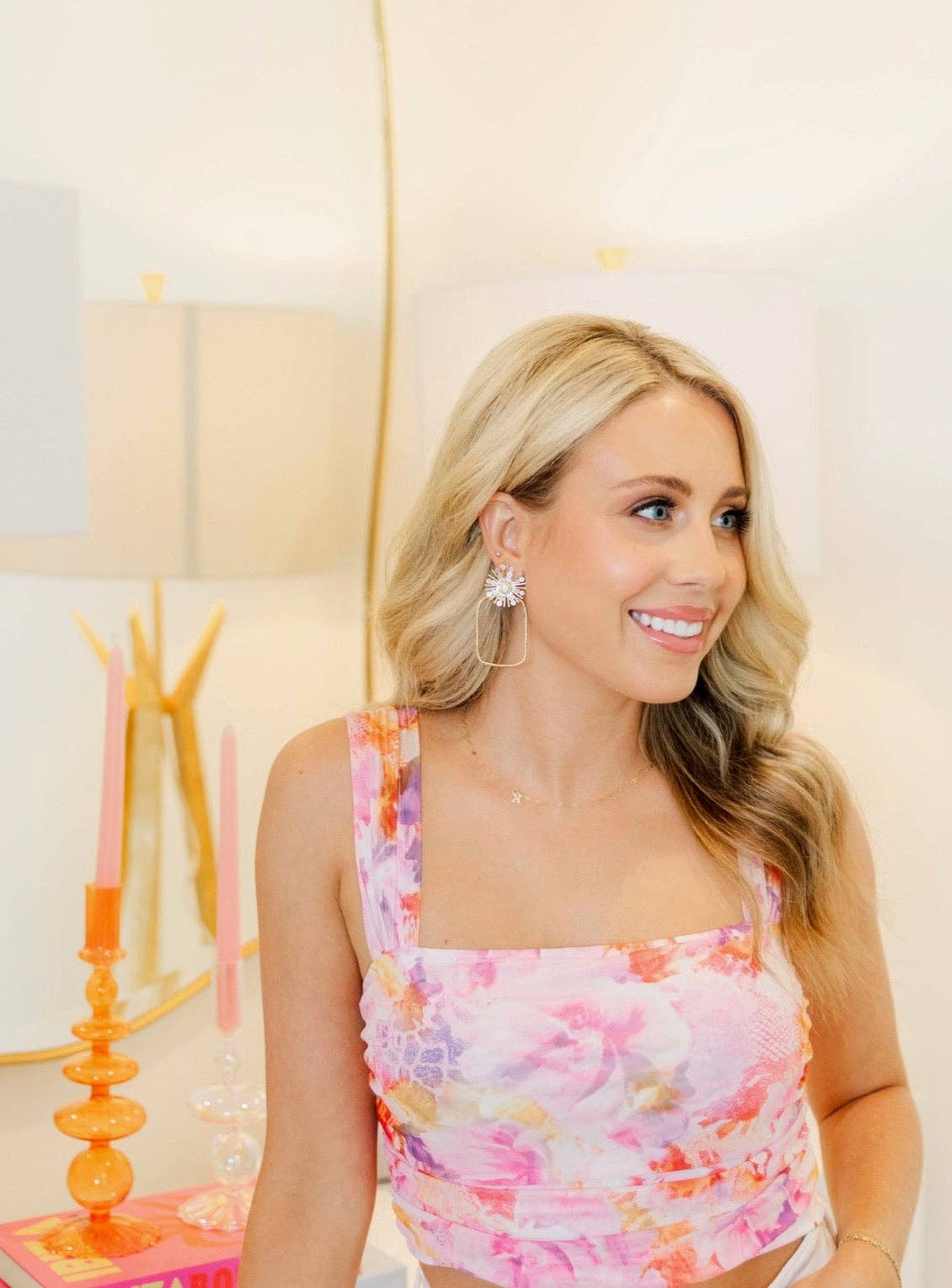 Pink Sequin Sunburst Hoops