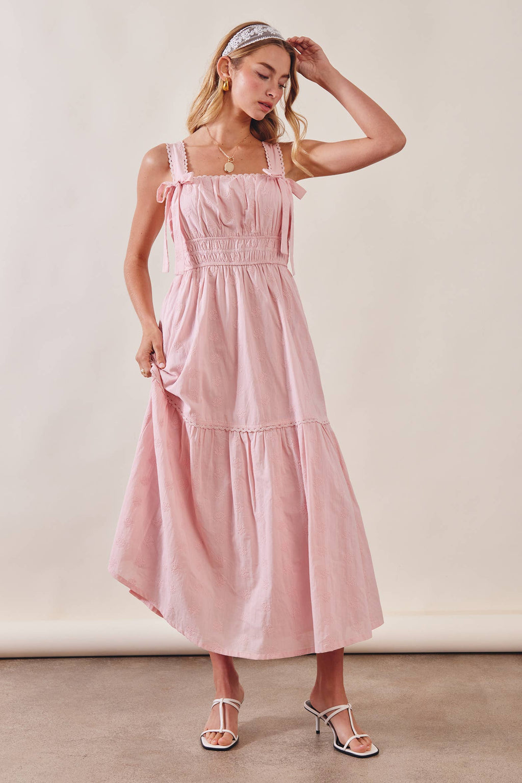 Embroidered bow dress