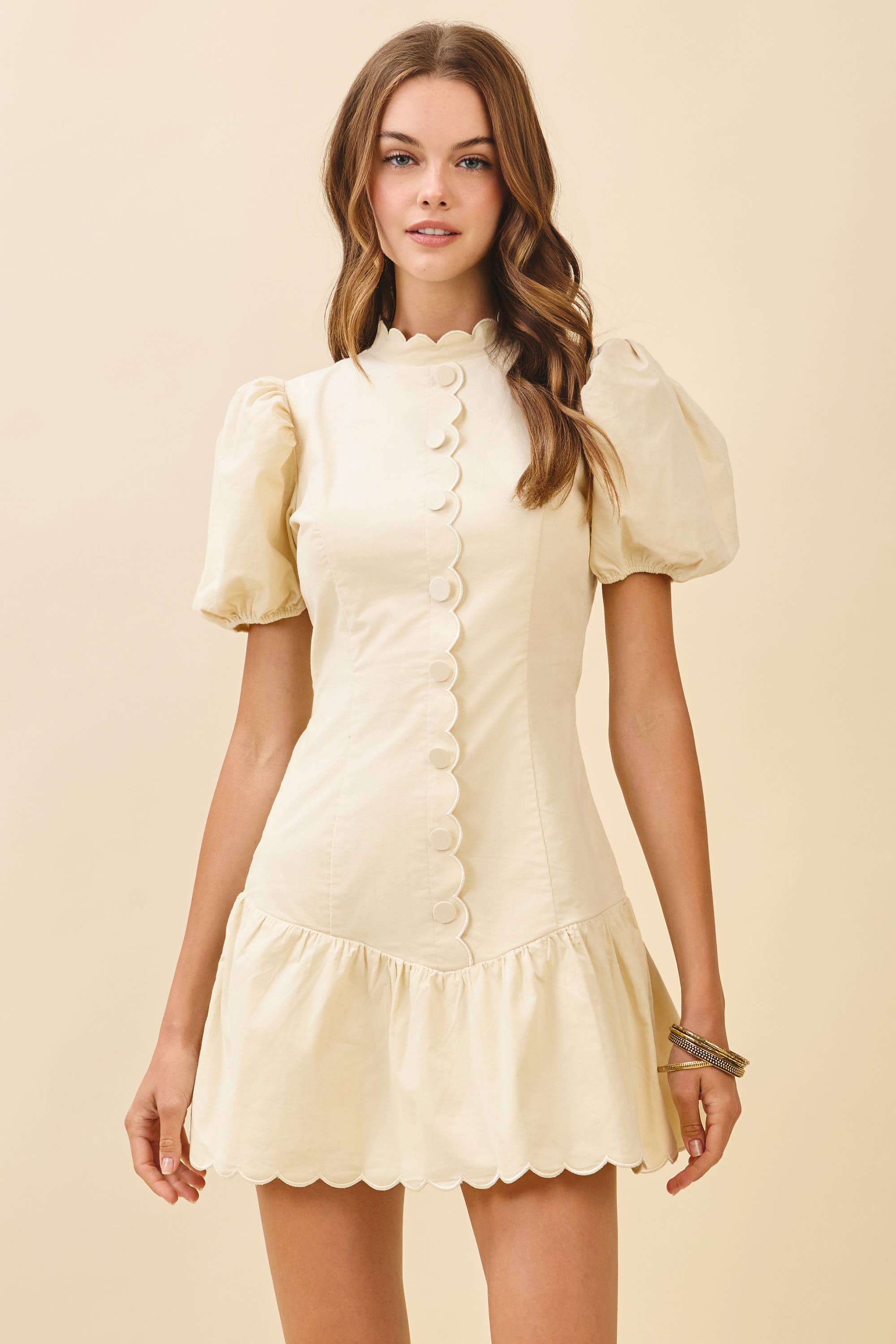 Cream Scalloped Dress