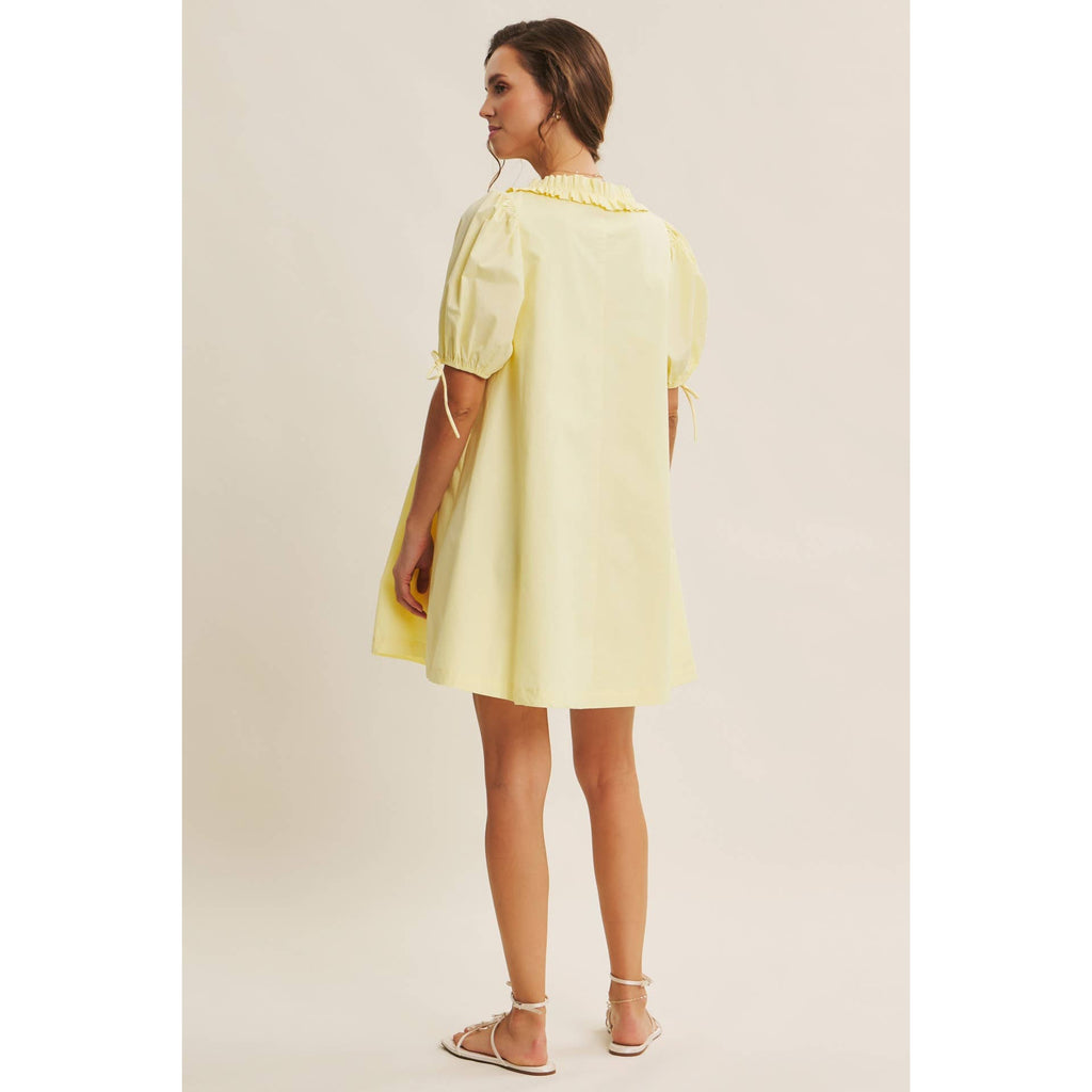 Lemon ruffle neck dress