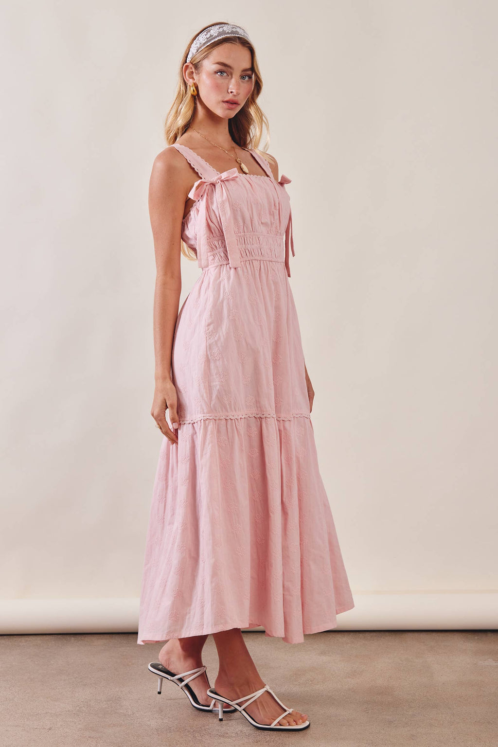 Embroidered bow dress