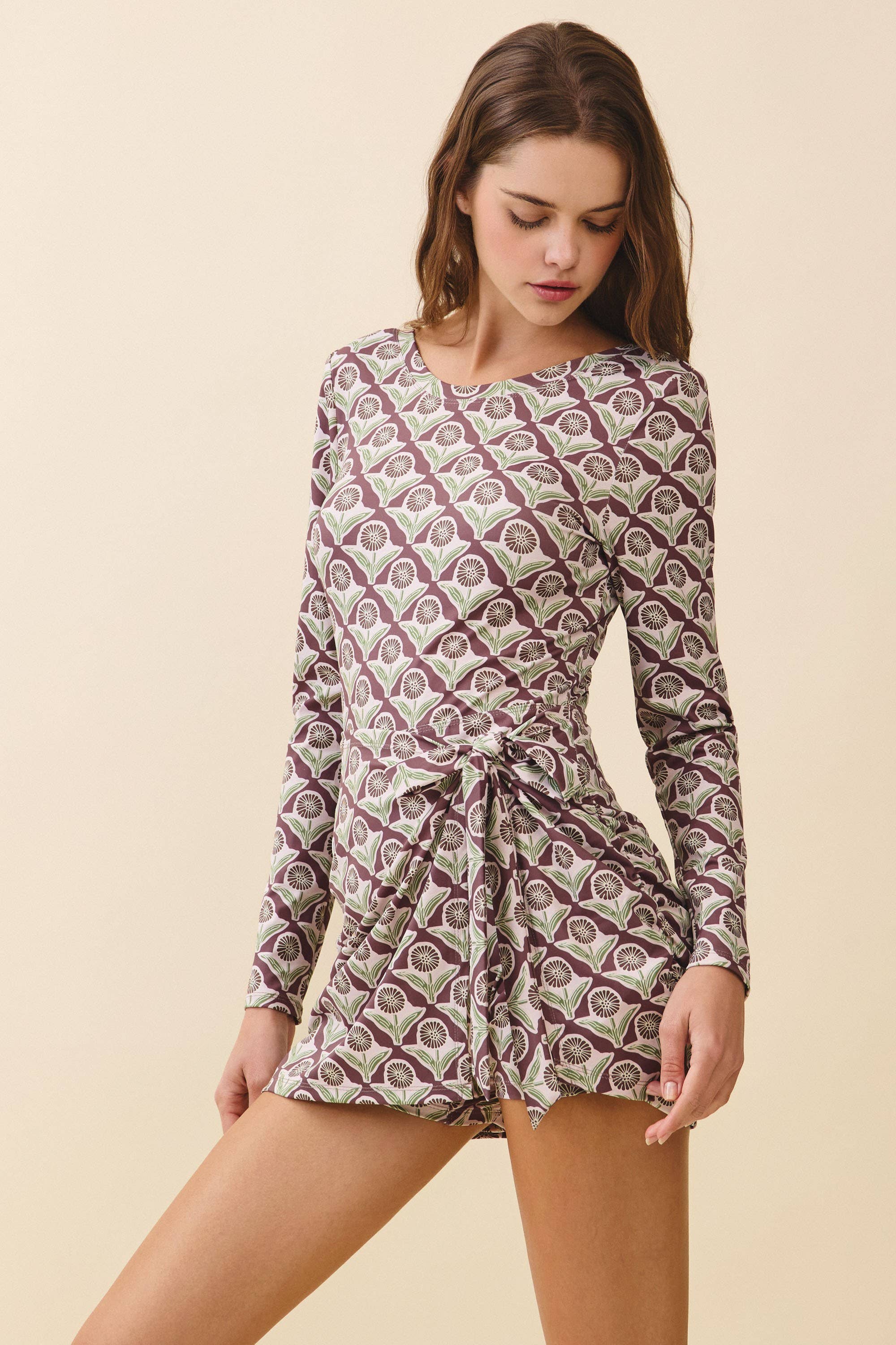 Brown Flower Athletic Romper