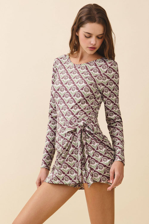 Brown Flower Athletic Romper