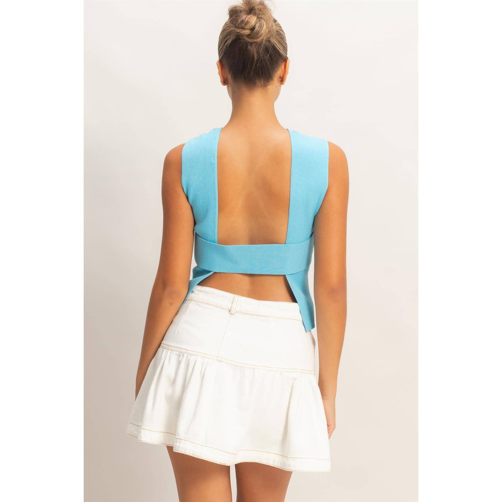Ribbed Open Back Top