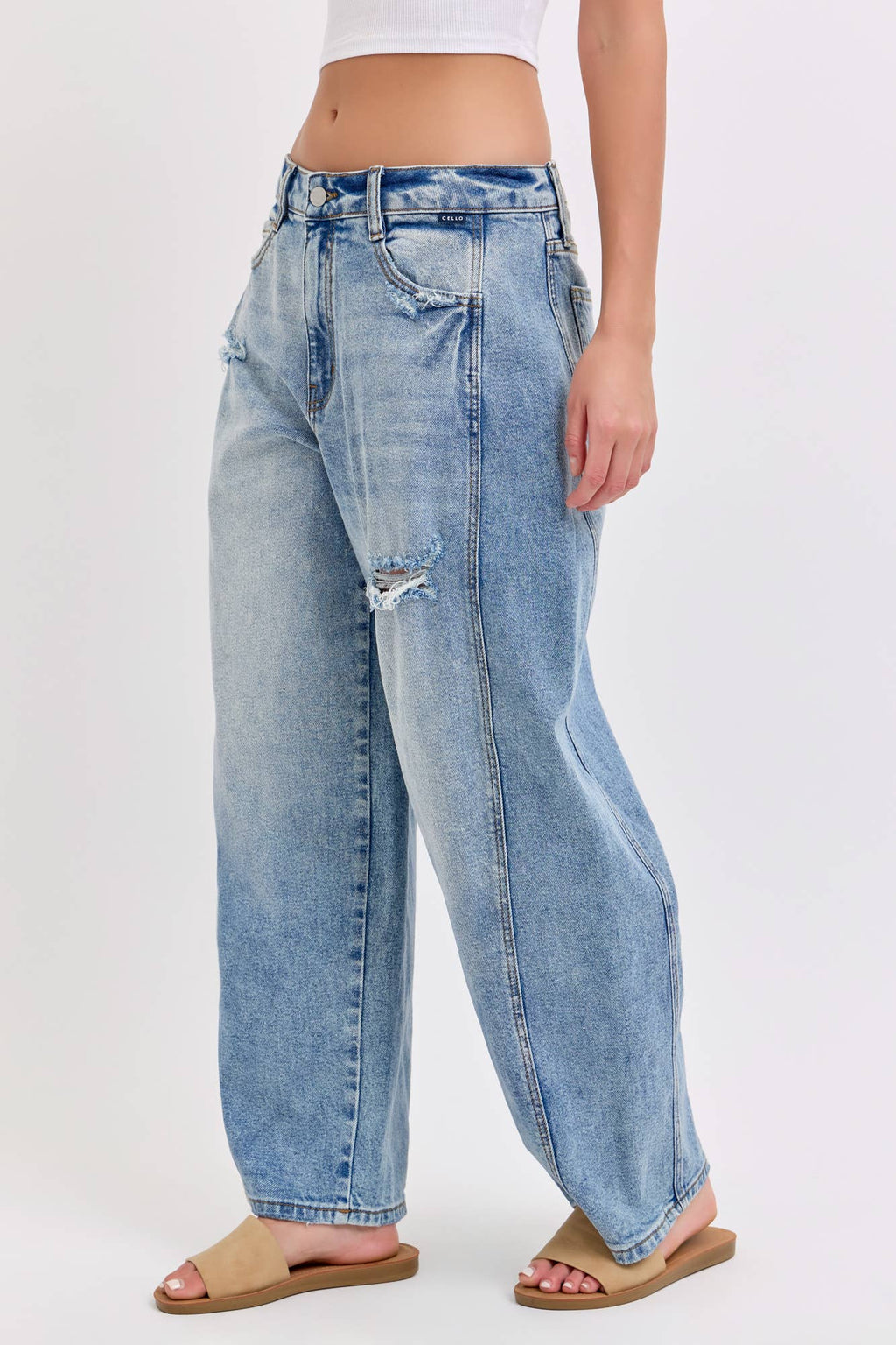Dark Wash Barrel Jeans