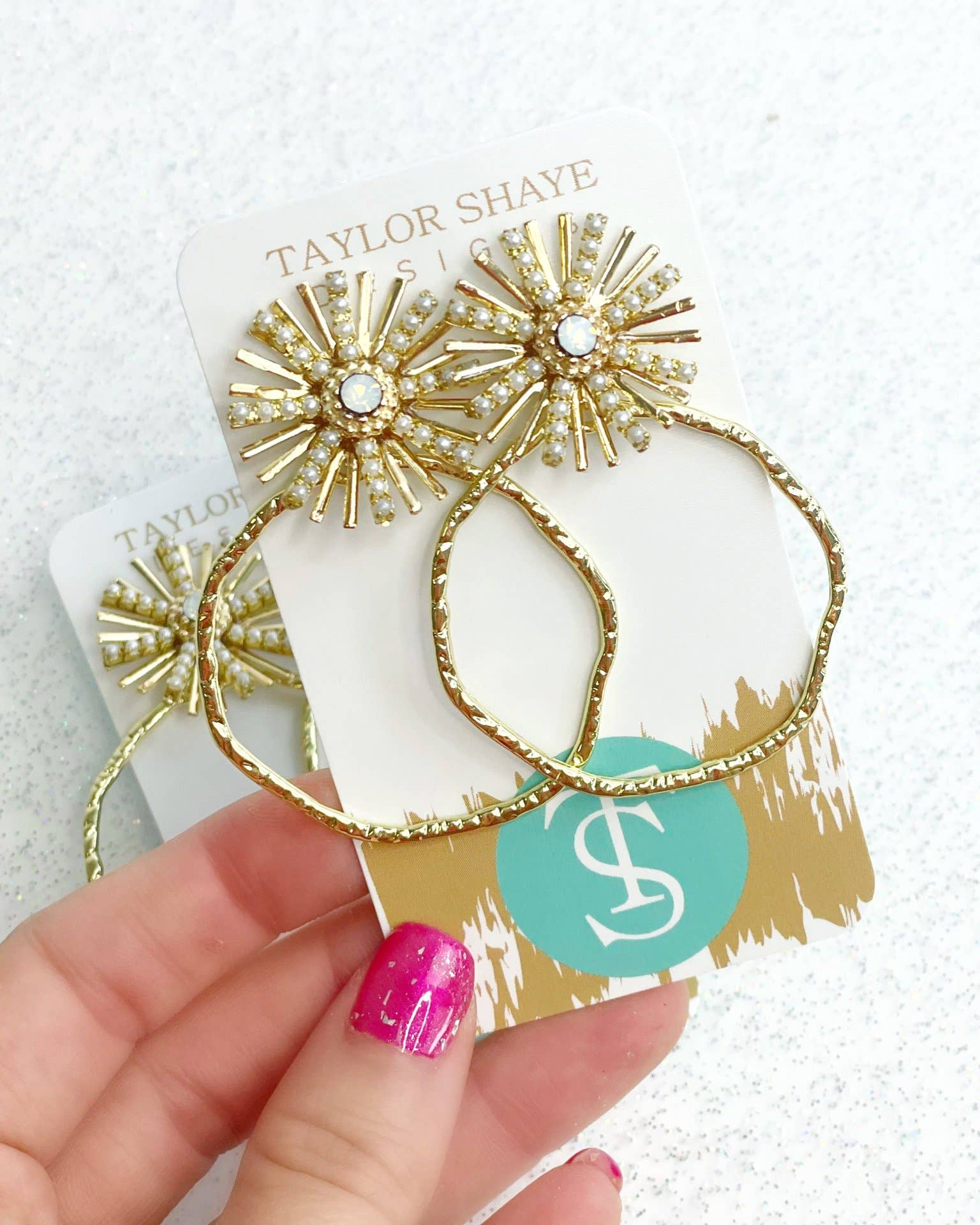 Opal Sunburst Hoops