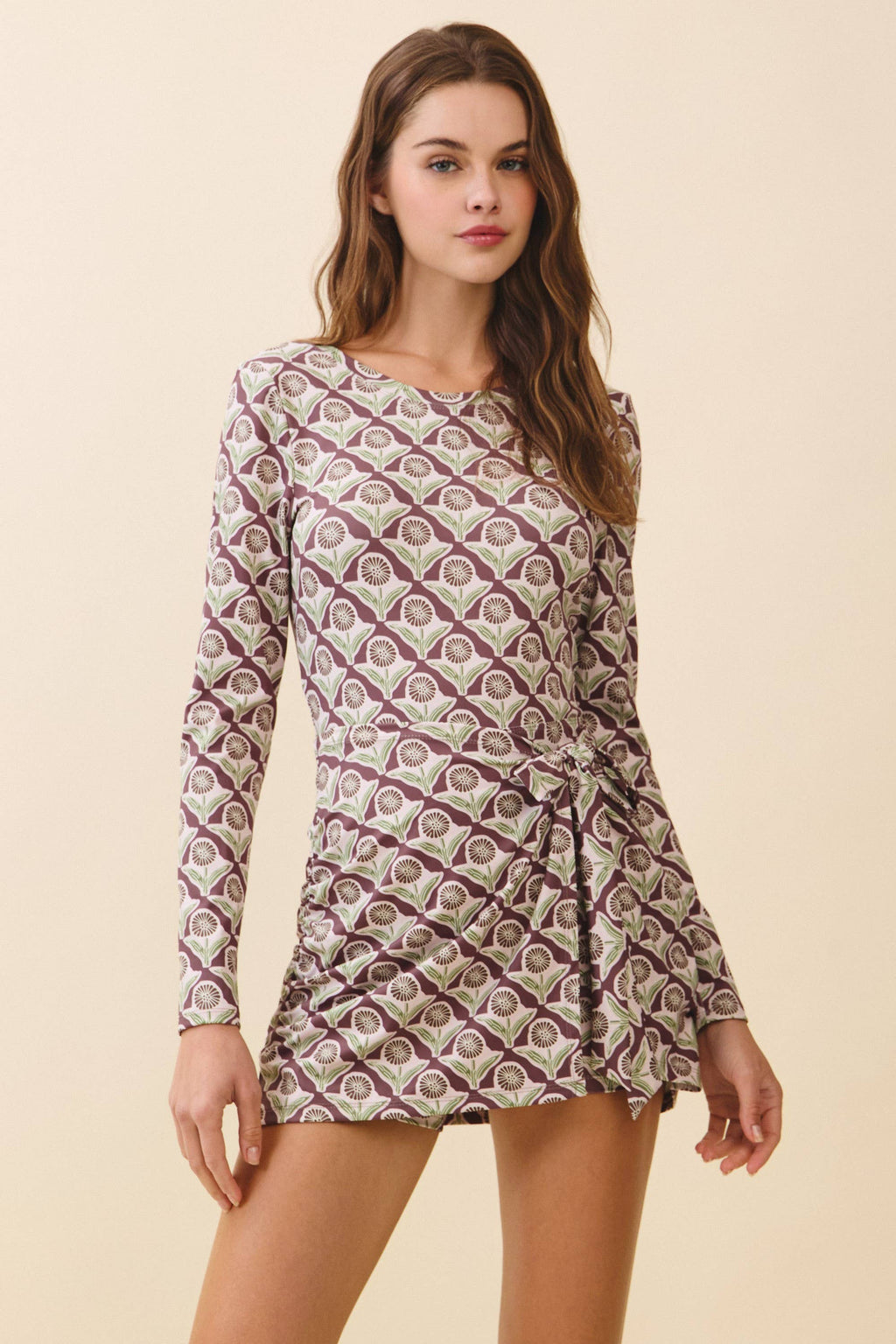 Brown Flower Athletic Romper