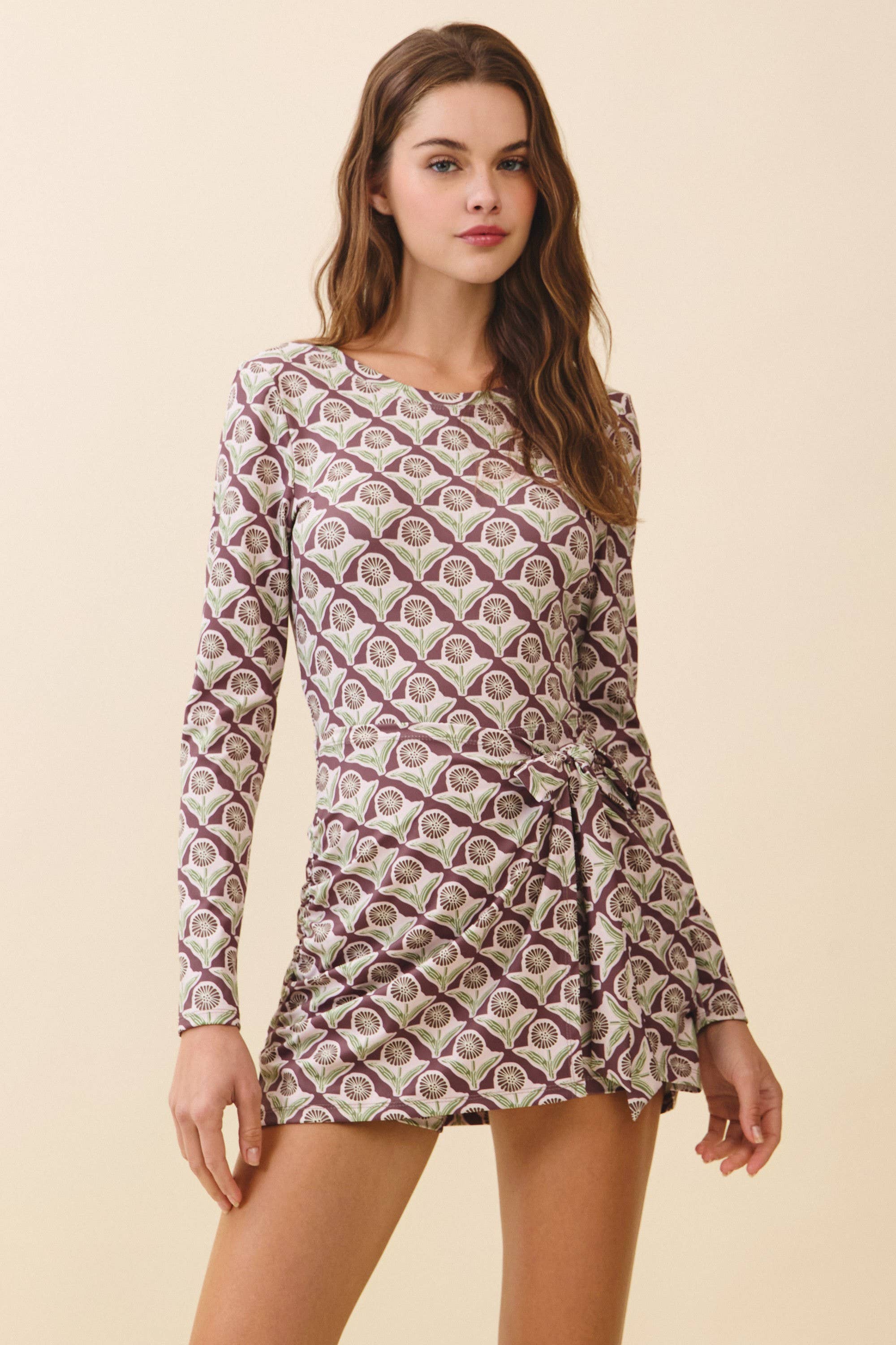 Brown Flower Athletic Romper