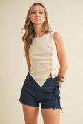 Asymmetrical Cream Tank