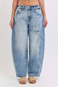 Dark Wash Barrel Jeans