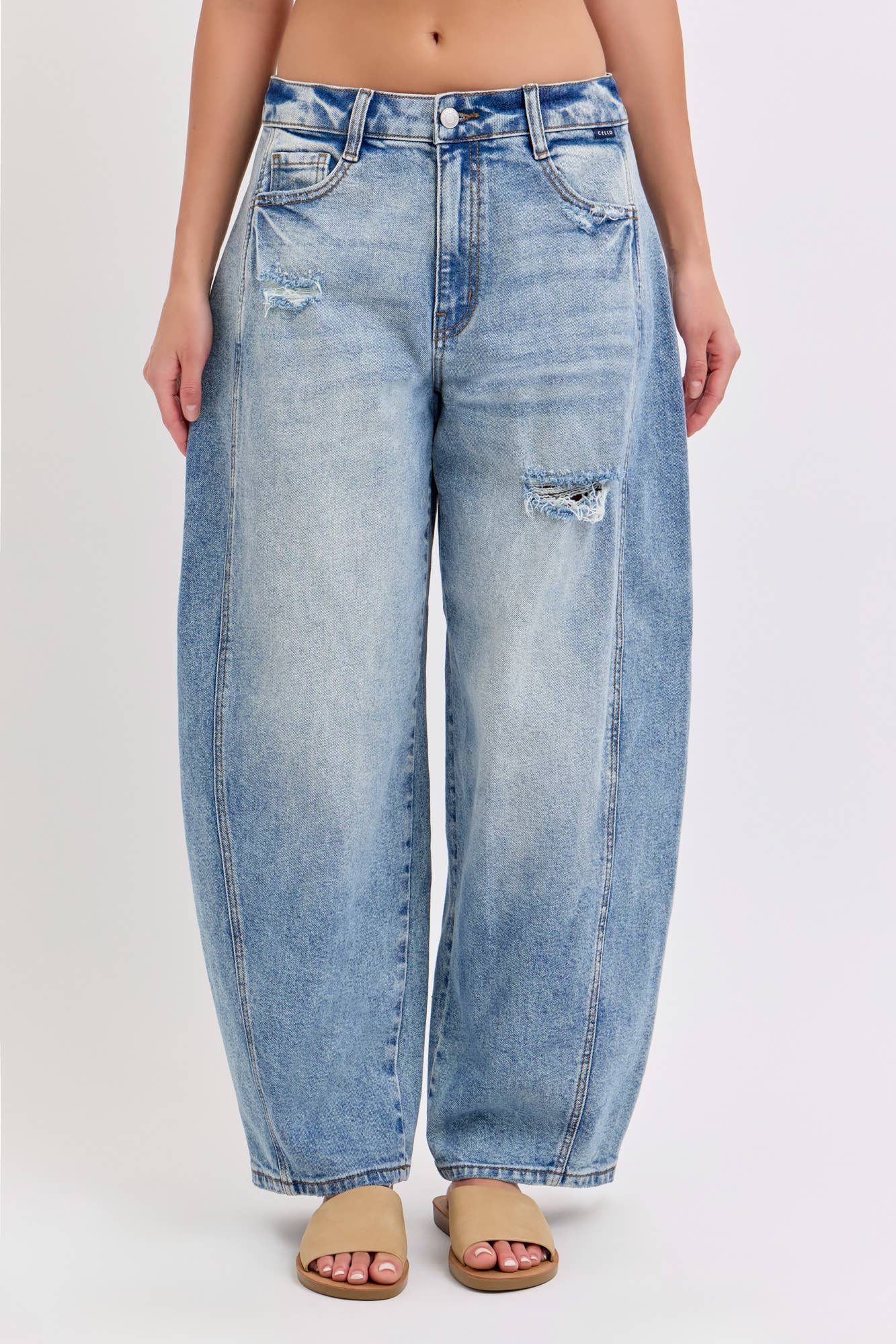 Dark Wash Barrel Jeans