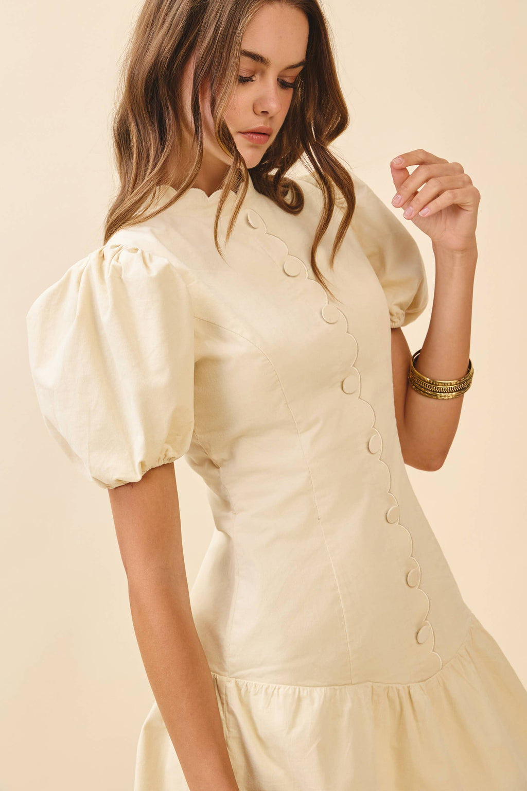 Cream Scalloped Dress