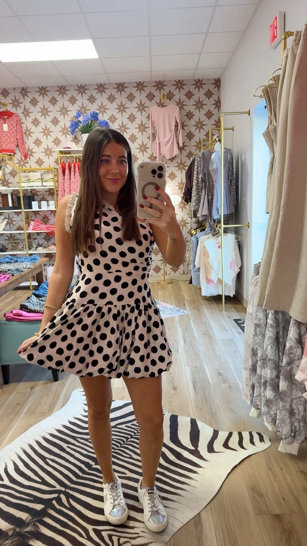 One Shoulder Polka Dot Mini Dress