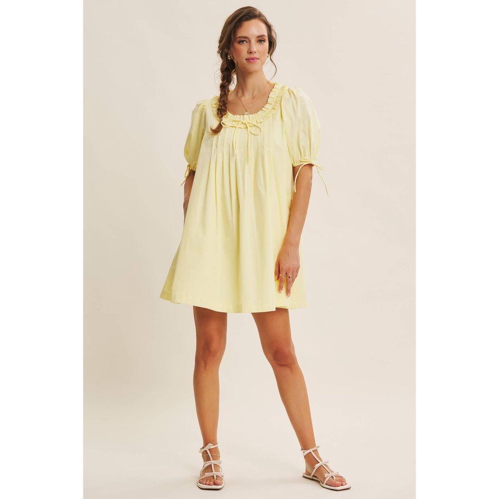 Lemon ruffle neck dress