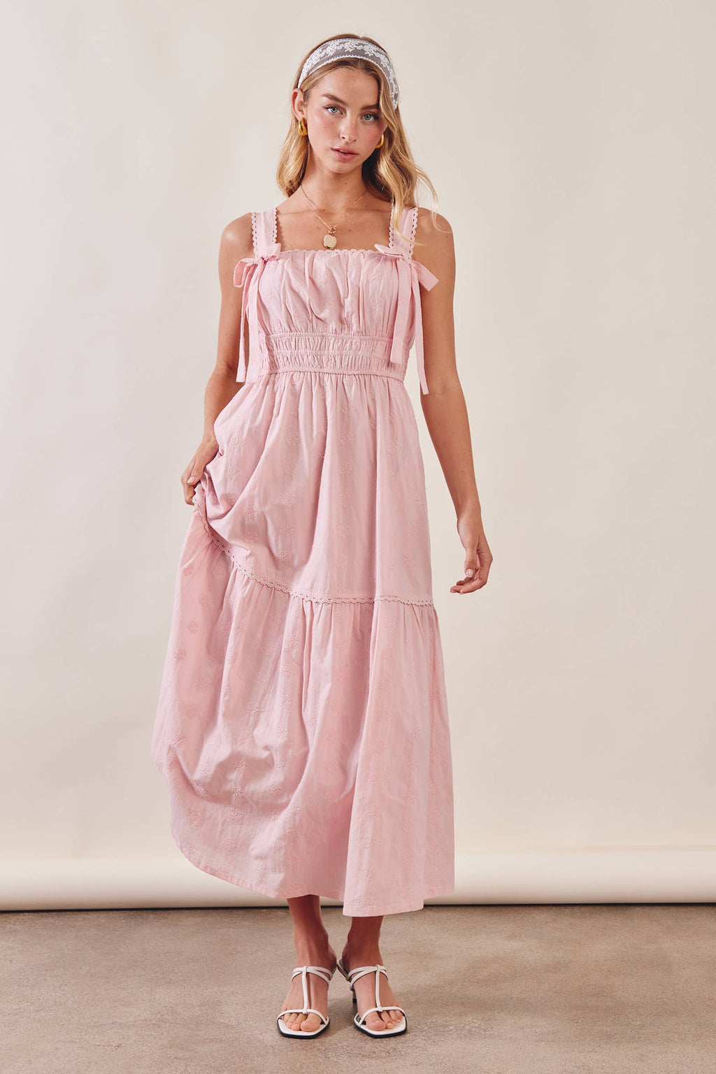 Embroidered bow dress