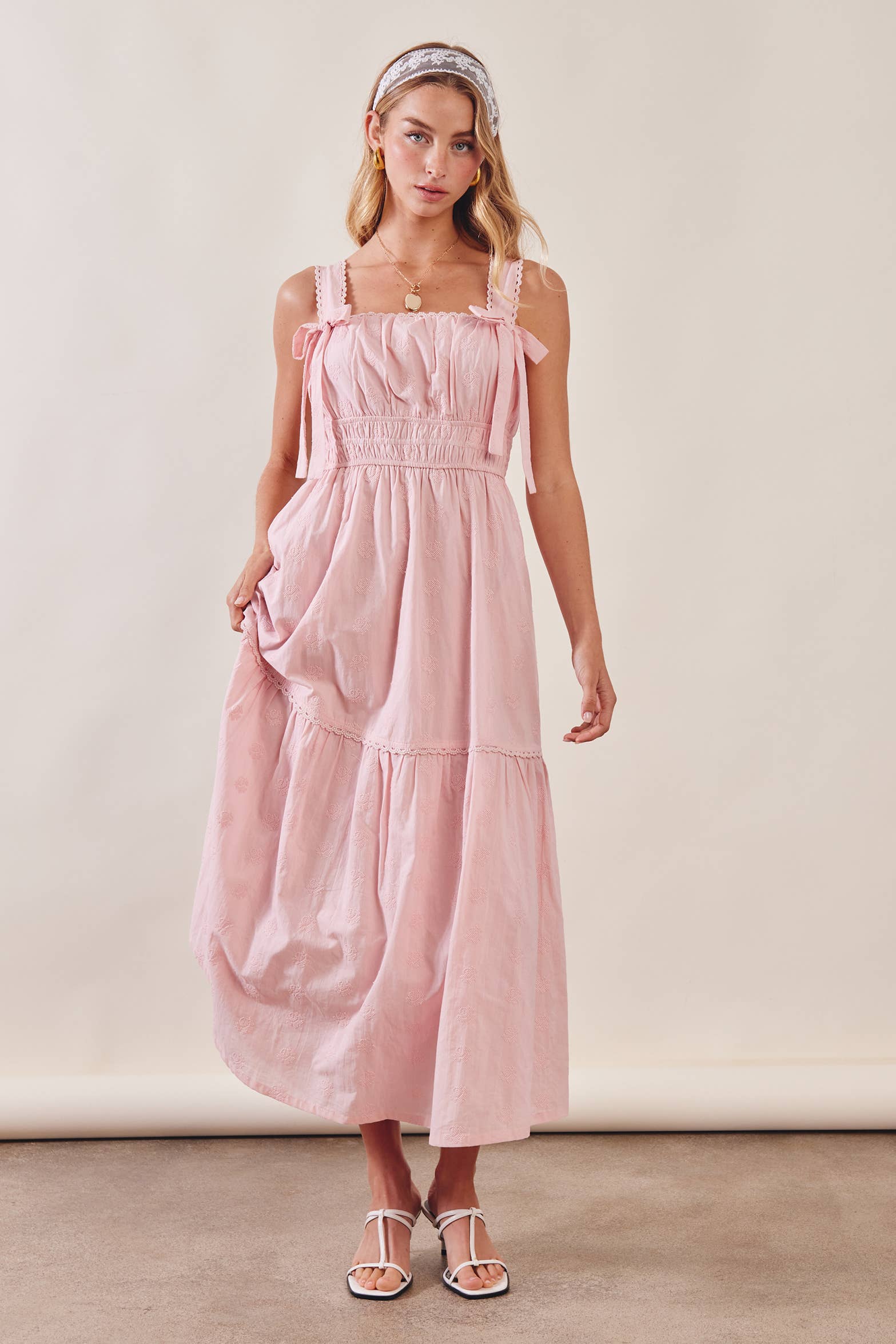 Embroidered bow dress