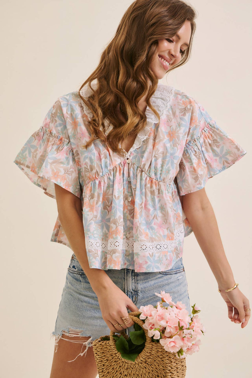 Pastel floral blouse