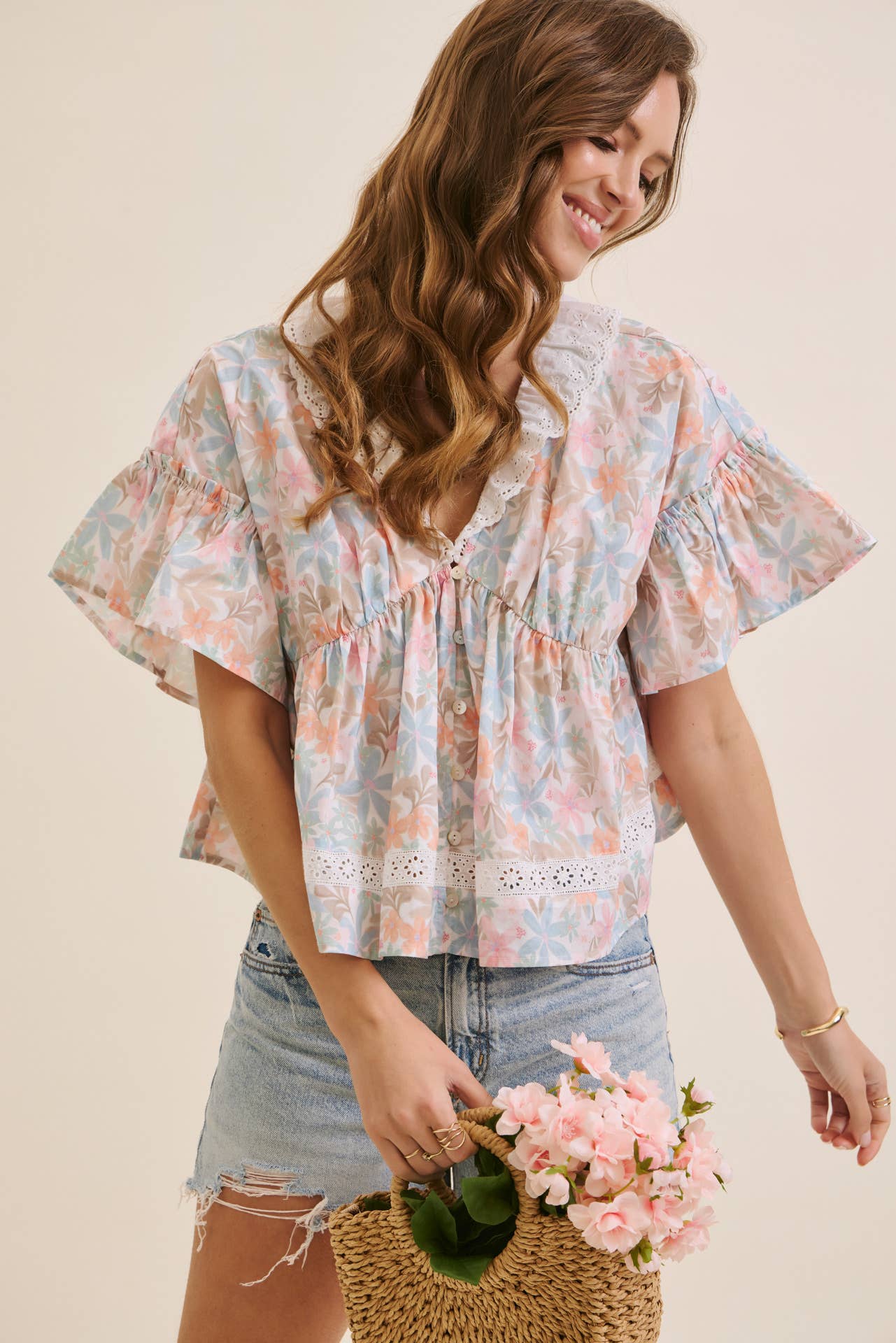 Pastel floral blouse