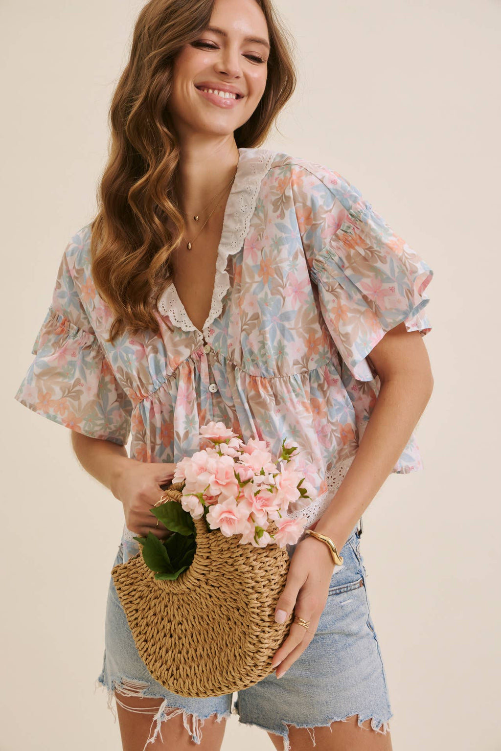Pastel floral blouse