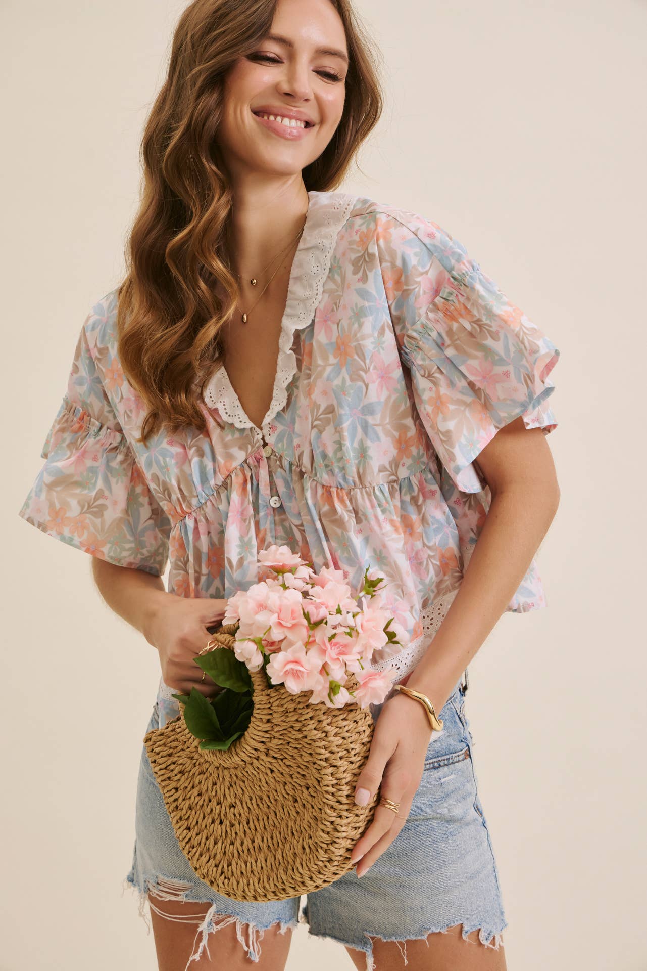 Pastel floral blouse