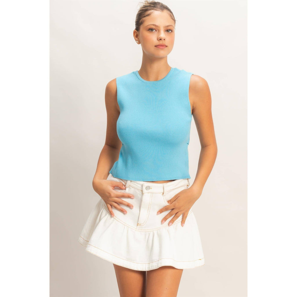 Ribbed Open Back Top