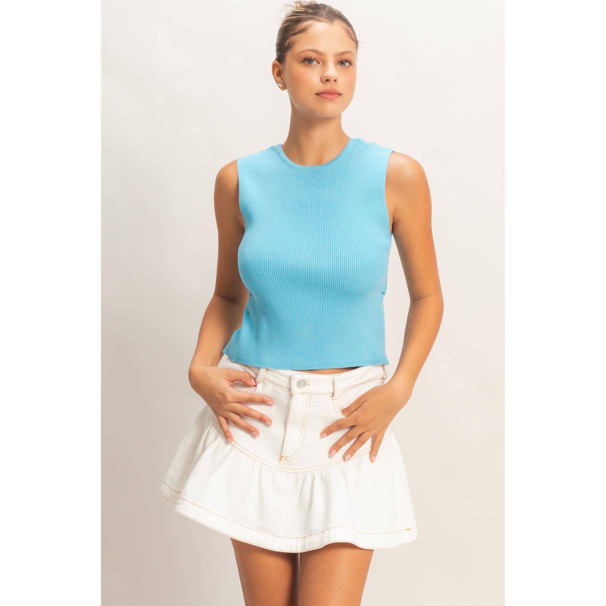 Ribbed Open Back Top