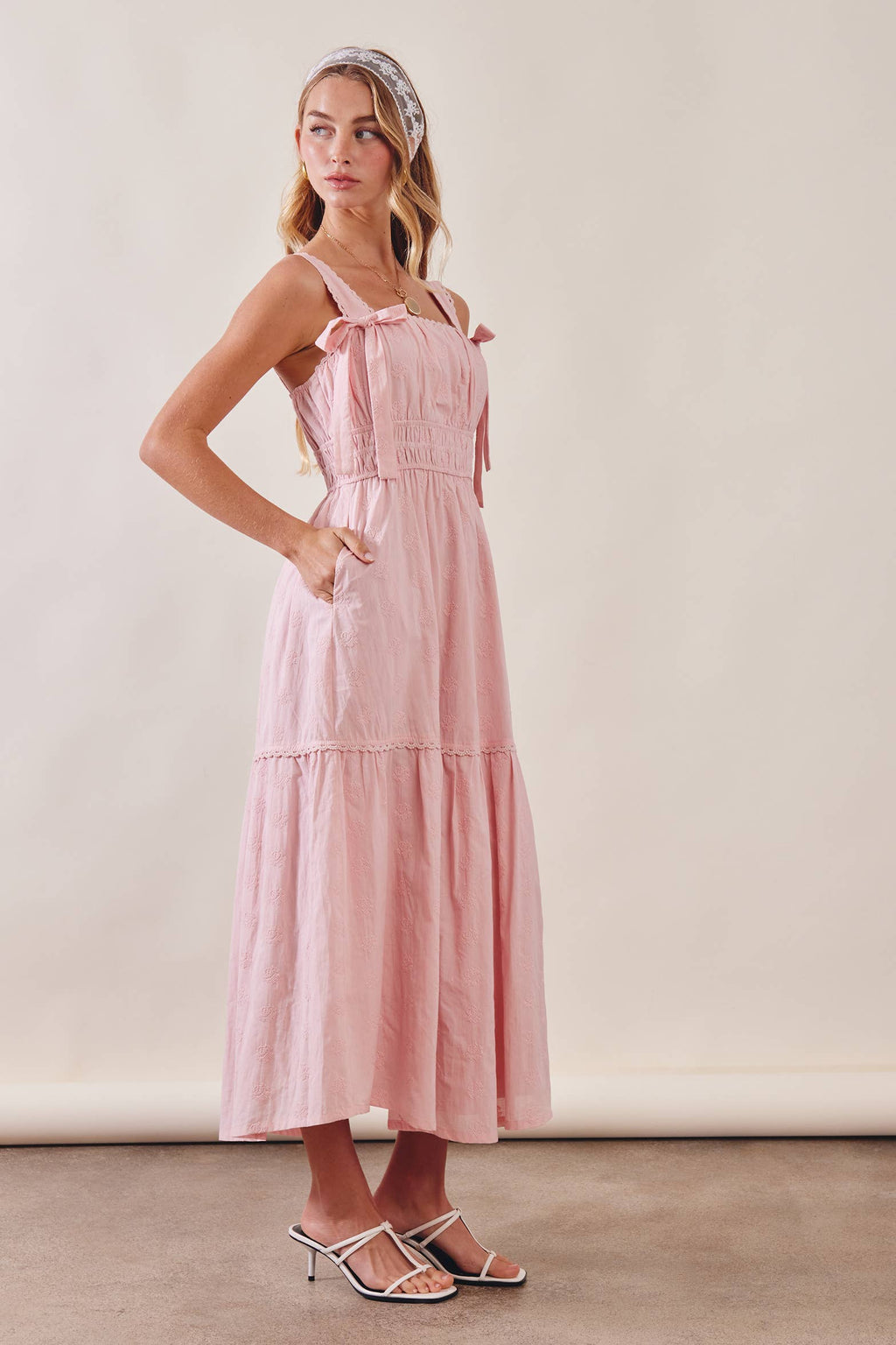 Embroidered bow dress