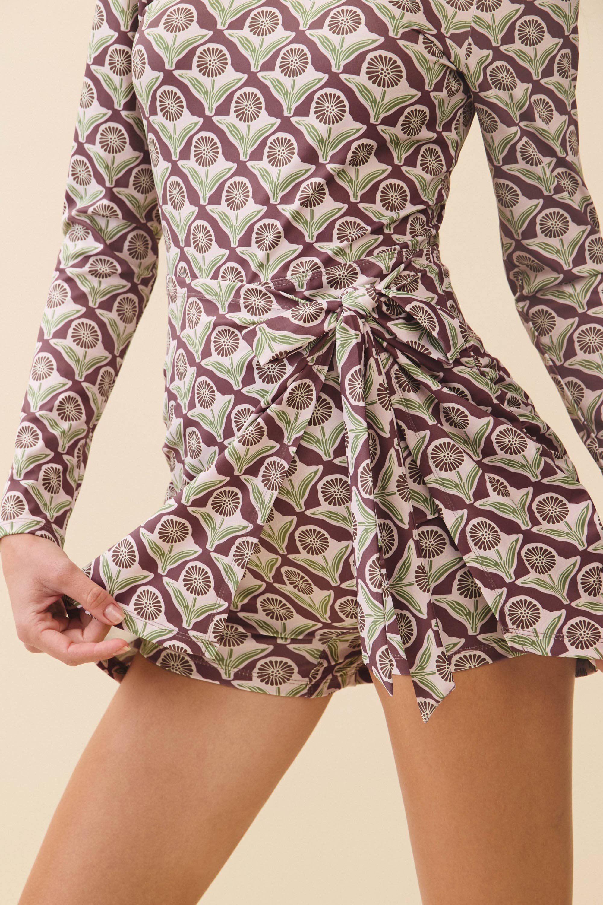 Brown Flower Athletic Romper