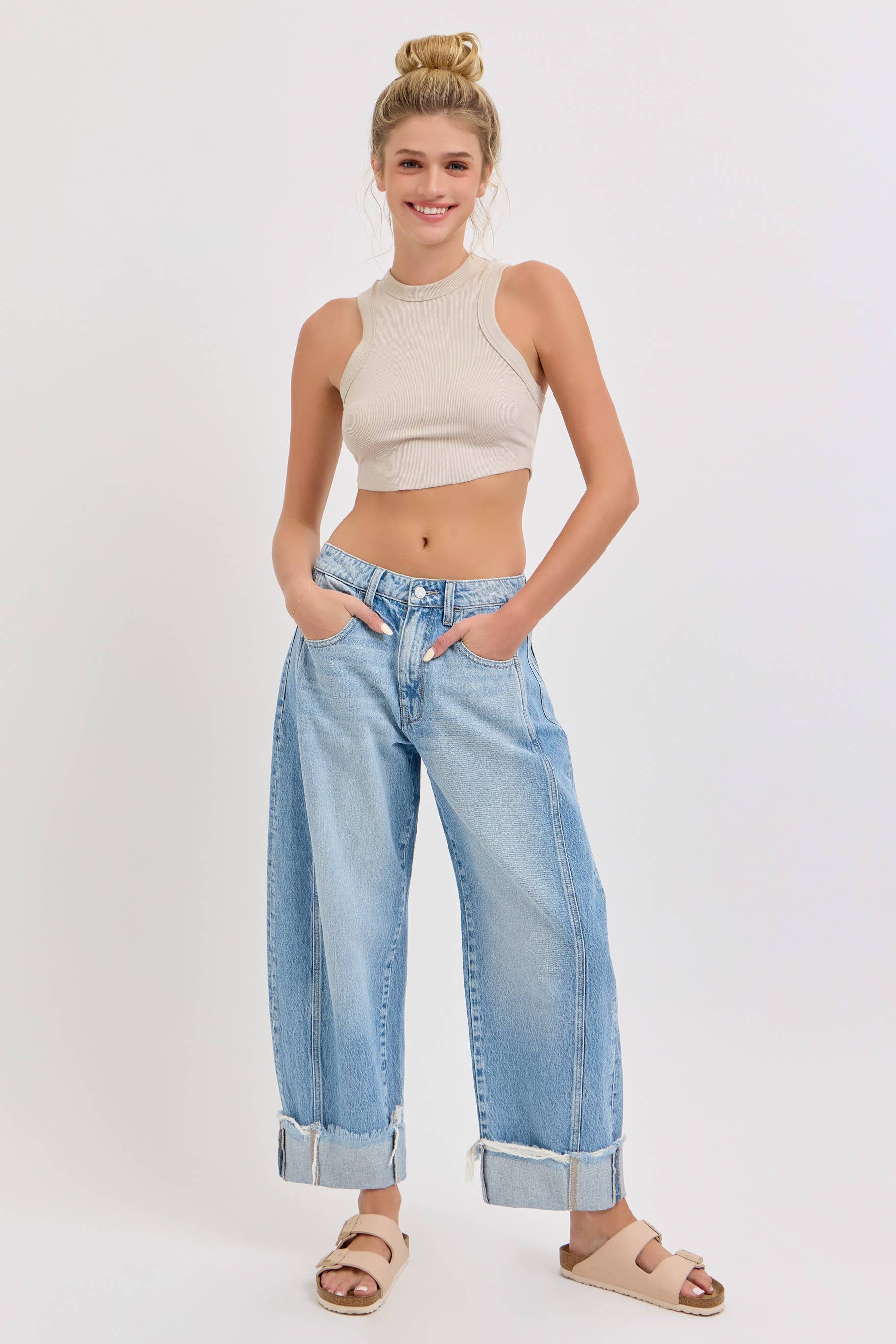 Light Wash Barrel Jeans