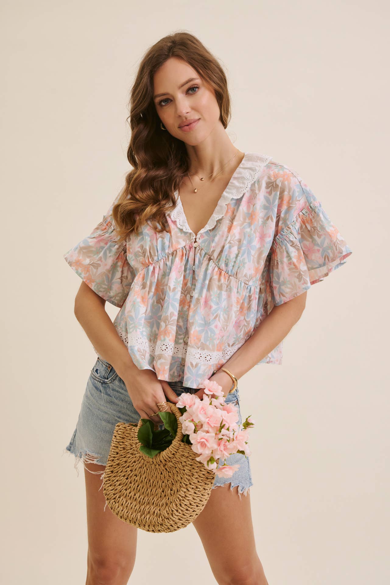 Pastel floral blouse