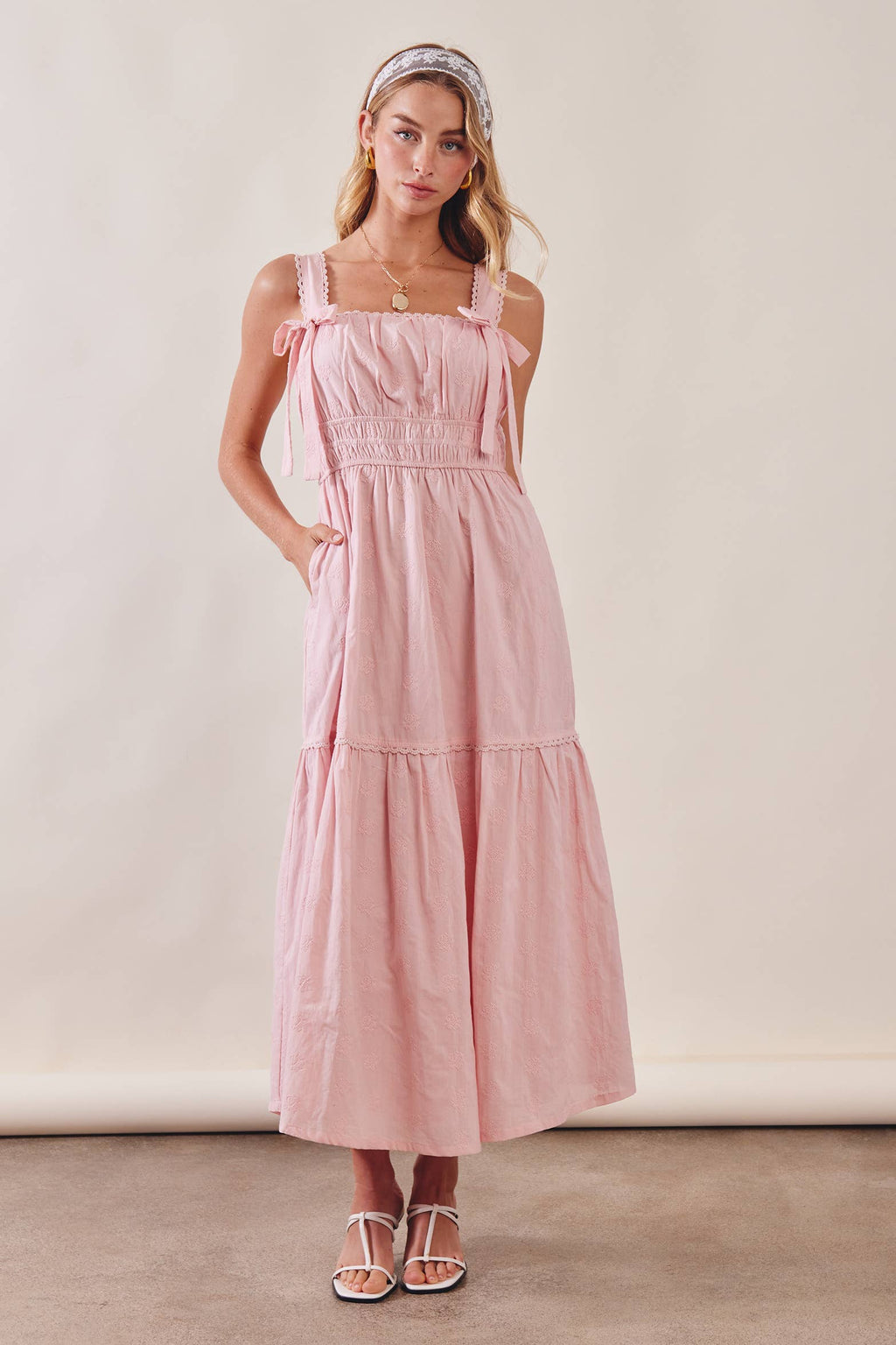 Embroidered bow dress
