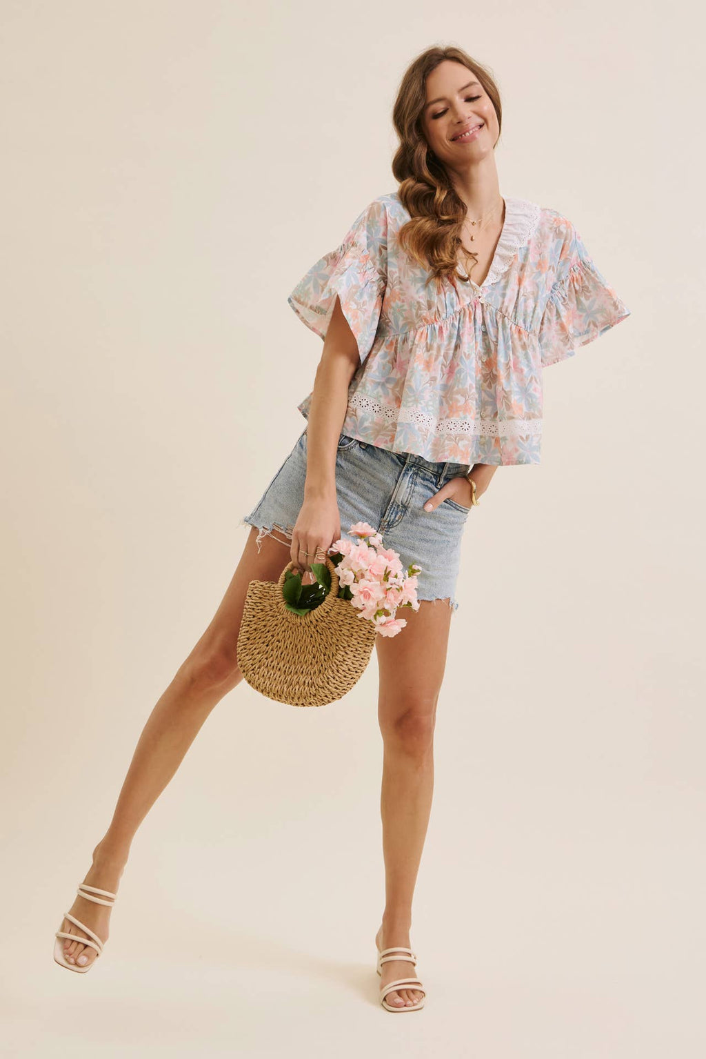 Pastel floral blouse