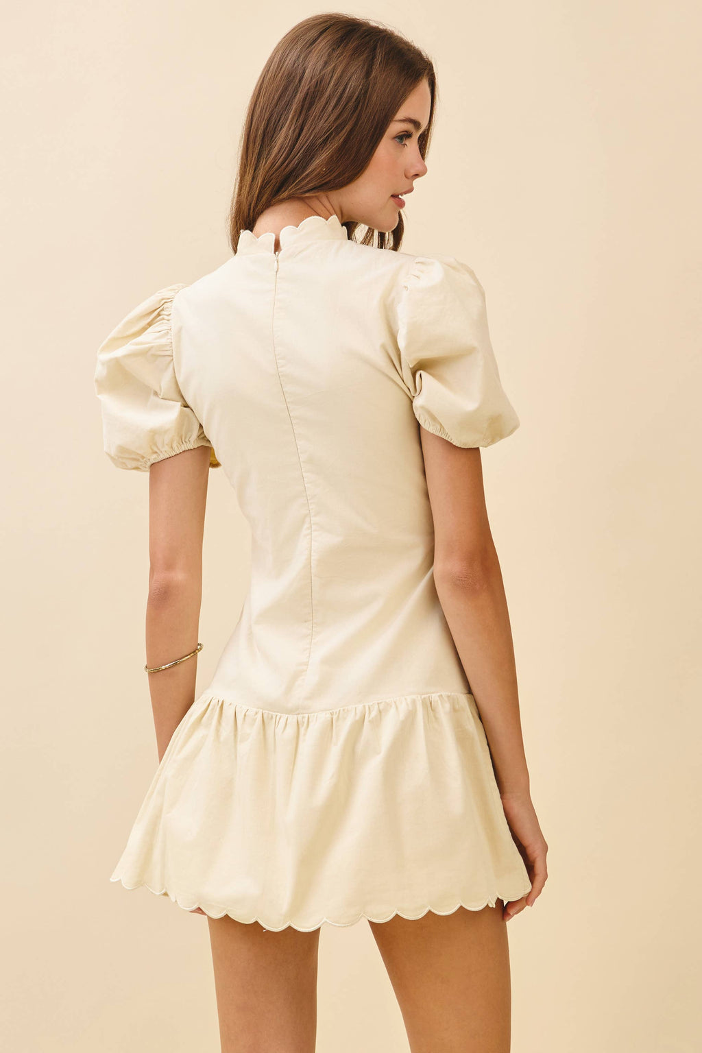 Cream Scalloped Dress