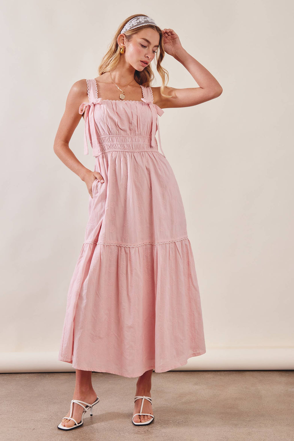 Embroidered bow dress